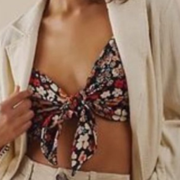 Free People Ava Reversible Floral Tie Micro Top             size XL - Picture 2 of 10